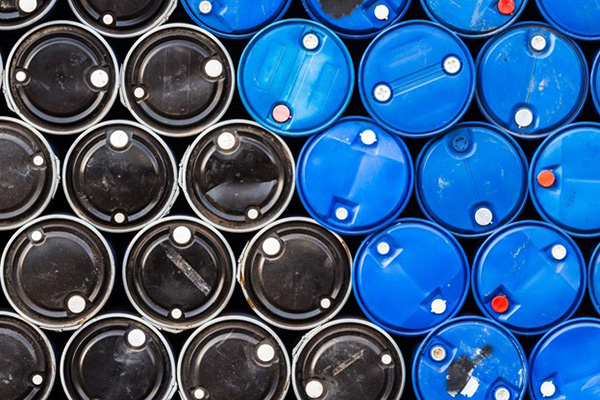 Oil Barrels stacked up in Warehouse Oil Barrels stacked up in Warehouse