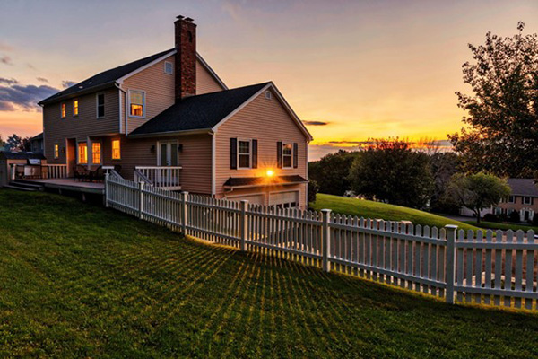 House at Night Sunset