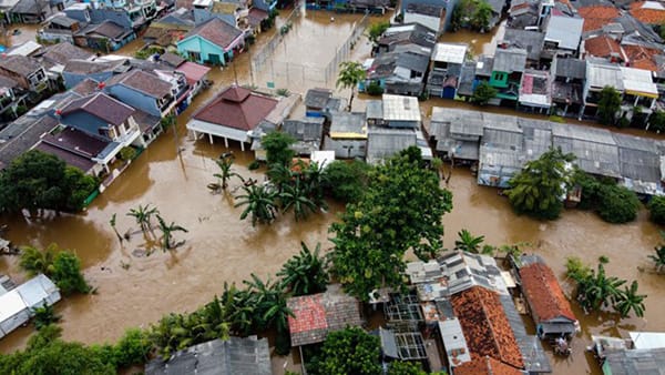 Tropical Storm Hurricane Sky View of Flooding Disaster