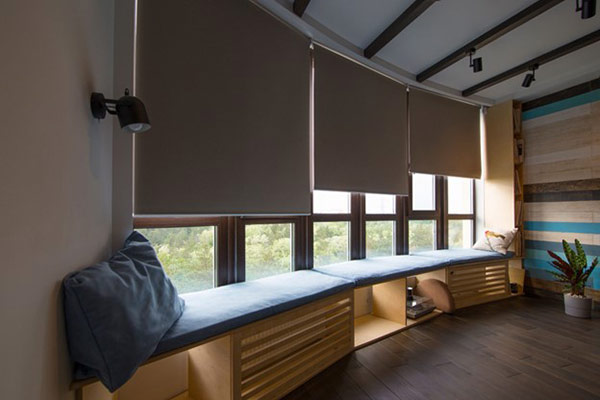 Texas Solar Heat Gain Concerns Living Room with Blinds Window Shading to Help with Texas Solar Heat Gain