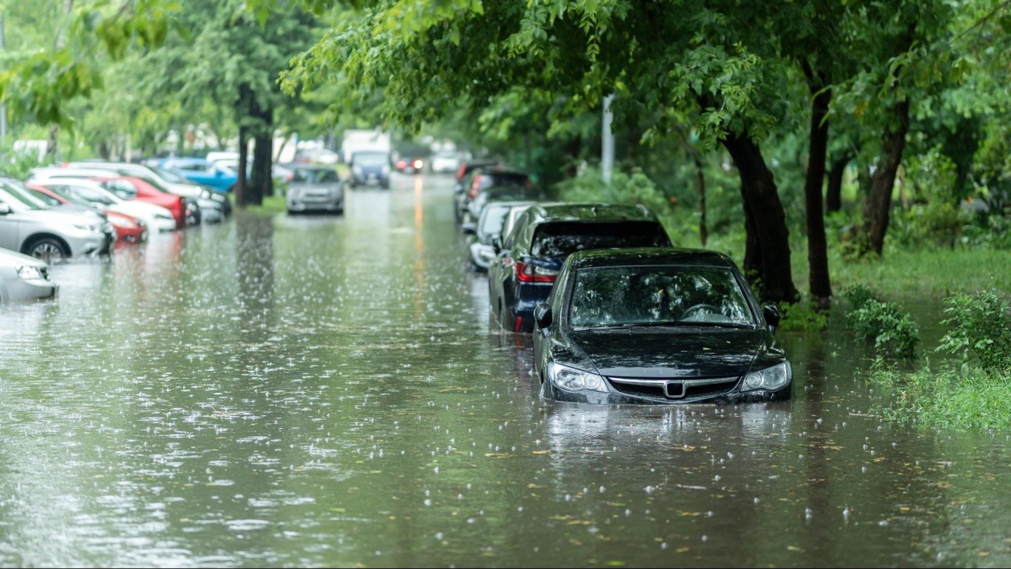 flash-flood-warning-car A car sitting in 2 feet of water