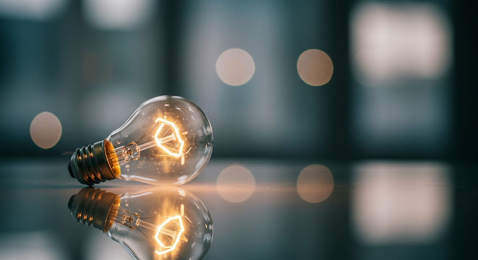 a light bulb on a table
